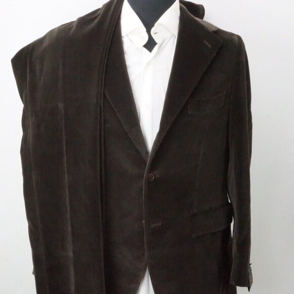 Sartoria Partenopea Brown Velour Velvet Cotton 2 Pc Suit Jacket Pants Sz 36 - Picture 4 of 10
